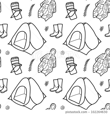 Seamless pattern contour drawings of hiking, camping Seamless pattern contour drawings of hiking, camping 102264630
