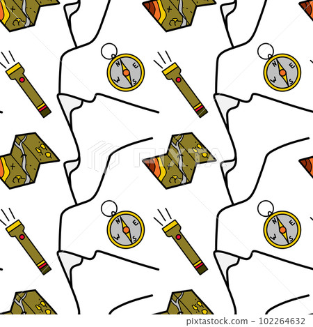 Seamless pattern flat drawings of hiking, camping Seamless pattern flat drawings of hiking, camping 102264632