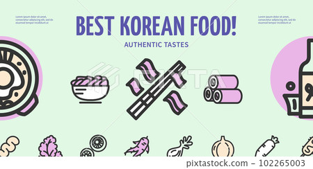 Best Korean Food Authentic Tastes Placard Poster Invitation Banner Card. Vector Best Korean Food Authentic Tastes Placard Poster Invitation Banner Card. Vector 102265003