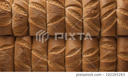 Freshly Baked Whole Wheat Bread Photorealistic Horizontal Background. Crusty Pastry, Gourmet Bakery. Ai Generated Hyperrealistic Background with Aromatic Traditional Whole Wheat Bread . Freshly Baked Whole Wheat Bread Photorealistic Horizontal Background. Crusty Pastry, Gourmet Bakery. Ai Generated Hyperrealistic Background with Aromatic Traditional Whole Wheat Bread . 102265263