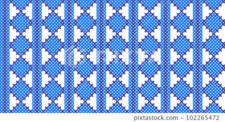 Ukrainian blue modern cross stitch pattern. Ukrainian folk, ethnic pattern for cloth, fabric, textile design 102265472