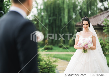 Close up of a nice young wedding couple 102265860