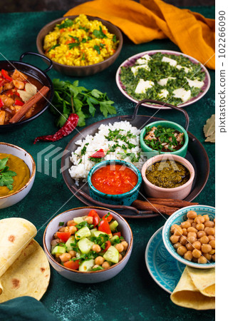 Assorted of traditional Indian food. Assorted of traditional Indian food. 102266090