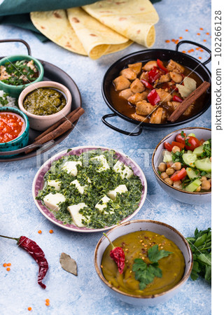 Assorted of traditional Indian food. Assorted of traditional Indian food. 102266128