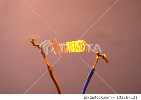 wire glows when passing electrical current. 102267121
