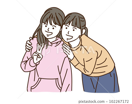 smiling friendly girls 102267172