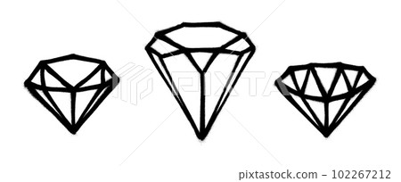 Three graffiti-style coated gems with black over white. Vector illustration Three graffiti-style coated gems with black over white. Vector illustration 102267212