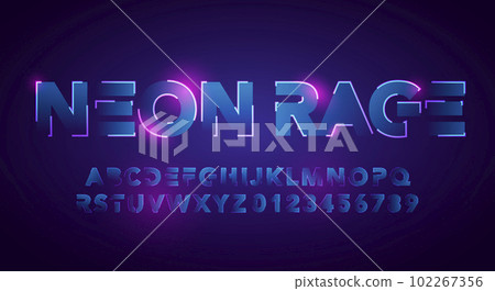 Vector Illustration Modern And Futuristic Neon Alphabet Font. Urban Style Technology Typography  102267356