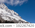 The high and steep peaks of the snowy Hochkonig mountain in Muhlbach am Hochkonig in Austria. 102267420