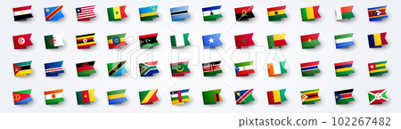 Vector Illustration Giant Africa Flag Set 102267482