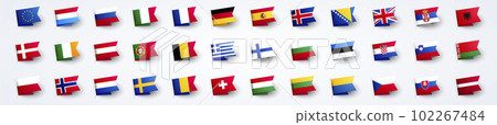 Vector Illustration Giant European Flag Set With Europe Country Flags. Vector Illustration Giant European Flag Set With Europe Country Flags. 102267484