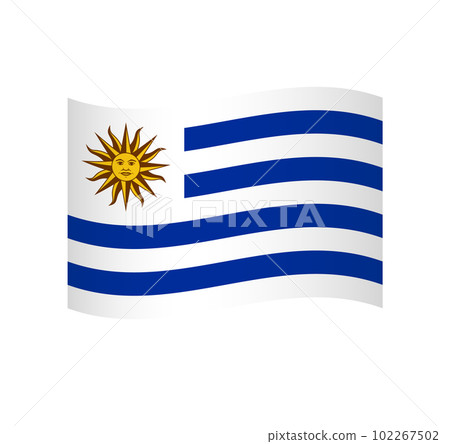 Uruguay flag - simple wavy vector icon with shading. 102267502