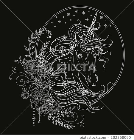 Vector coloring magic unicorn white vector illustration 6 102268090