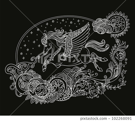 Vector coloring magic unicorn white vector illustration 5 102268091
