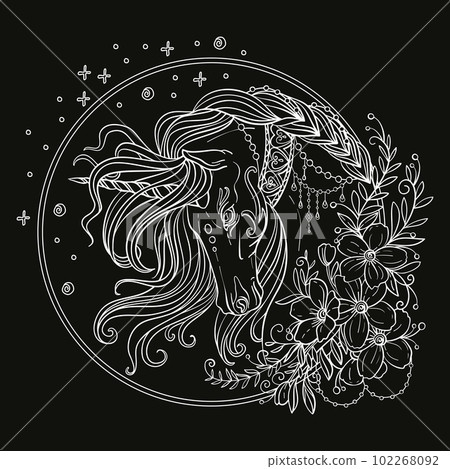 Vector coloring magic unicorn white vector illustration 4 102268092
