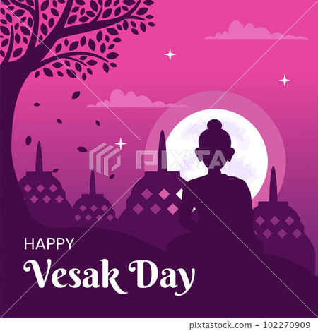 Vesak Day Celebration Social Media Background Illustration Cartoon Hand Drawn Templates 102270909