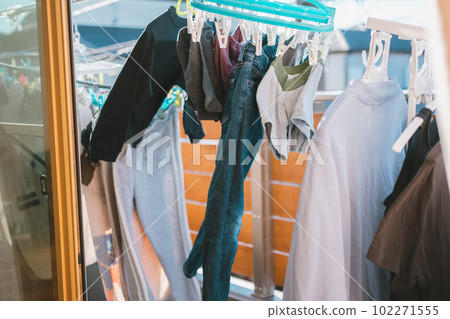 Laundry dried on the veranda 102271555