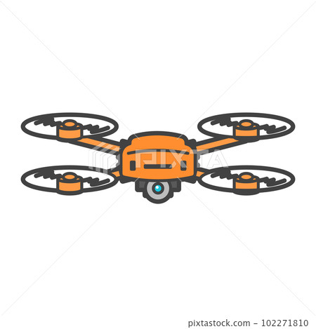 Small aerial photography drone・On-site work with an easy-to-see colored aircraft・Illustration from the front 102271810