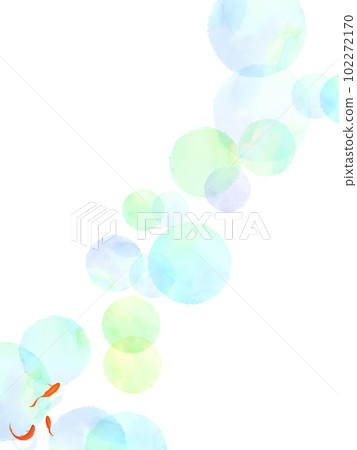 Goldfish and blue polka dot background painted by watercolor 102272170