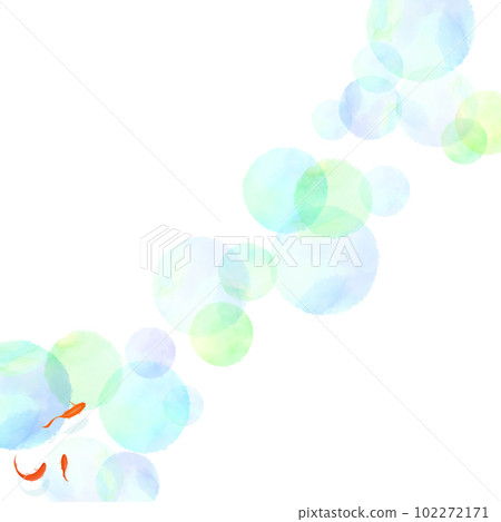 水彩繪的金魚和藍色圓點背景 102272171
