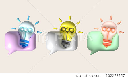 illustration 3D, light bulb and speech Concept talk exchange ideas. illustration 3D, light bulb and speech Concept talk exchange ideas. 102272557