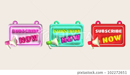 illustration 3D subscribe icon. Subscribe button. 3D element. illustration 3D subscribe icon. Subscribe button. 3D element. 102272651