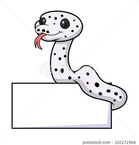 Cute cow reticulated python cartoon with blank sign 102272988