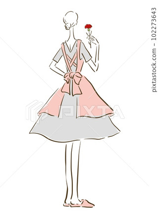 插圖素材女性花康乃馨母親節圍裙 102273643