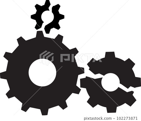 broken cog icon on white background. disruption icon broken gear wheel symbol. broken machine mechanism sign. flat style. 102273871