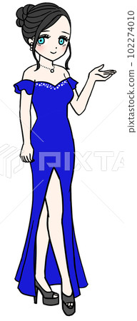Blue dress hostesses to introduce (whole body) 102274010
