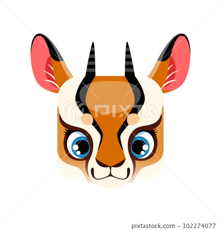 Gazelle cartoon kawaii square animal face, cute springbok isolated vector character icon. African hoofed creature portrait, app button, graphic design element Gazelle cartoon kawaii square animal face, cute springbok isolated vector character icon. African hoofed creature portrait, app button, graphic design element 102274077