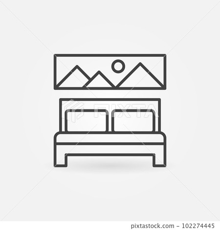 Double Bed vector concept icon in thin line style 102274445