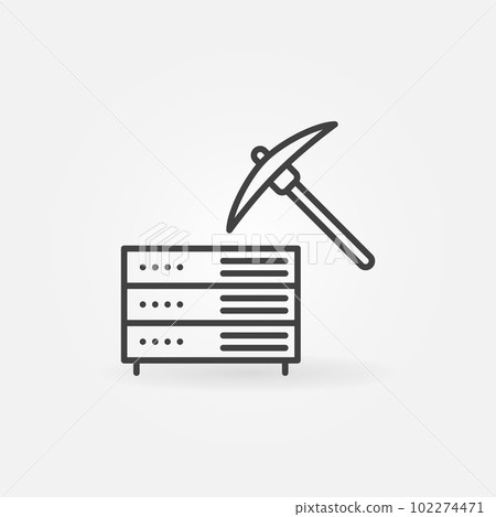 Server Rack with Pickaxe vector outline Data Mining icon Server Rack with Pickaxe vector outline Data Mining icon 102274471