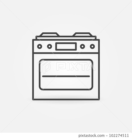 Gas Stove with Oven outline vector icon. Front View 102274511