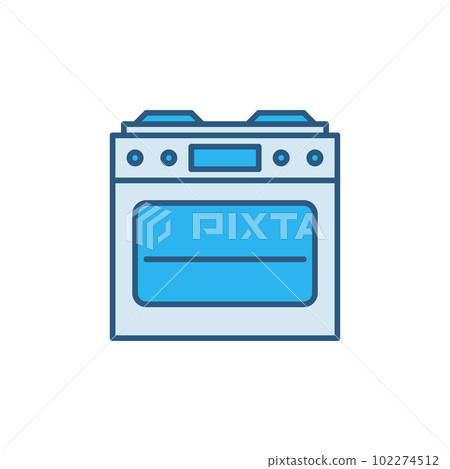 Gas Stove with Oven vector concept blue icon - Front View 102274512