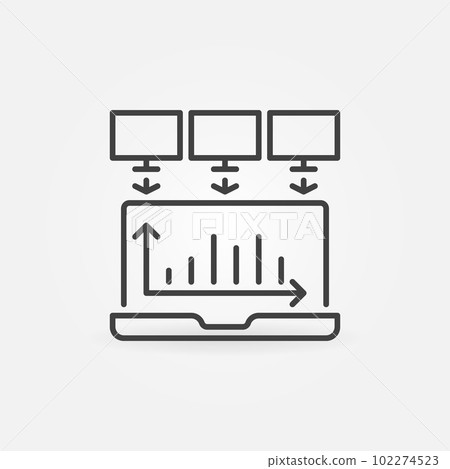Laptop Data Mining outline vector concept icon Laptop Data Mining outline vector concept icon 102274523