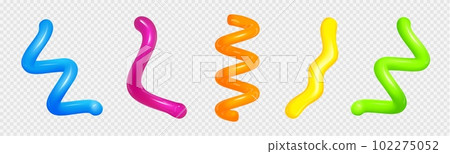 Realistic set of colorful 3D spiral lines 102275052