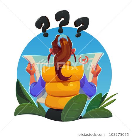 Girl travel with map, character search adventure Girl travel with map, character search adventure 102275055