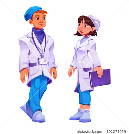 Cartoon set of medical personnel isolated on white 102275059