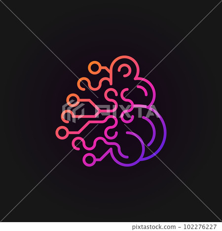 AI brain colorful line icon on dark background AI brain colorful line icon on dark background 102276227