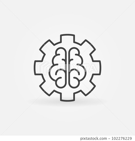 AI brain in gear concept outline icon or design element 102276229