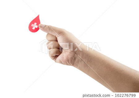 Human hand showing red blood drop Human hand showing red blood drop 102276799