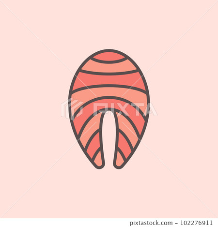 Red fish flat icon - vector salmon or trout steak colored sign 102276911