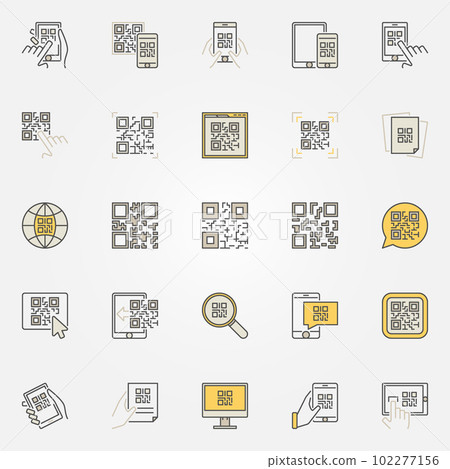 QR Code colorful icons set - vector code scanning creative signs 102277156