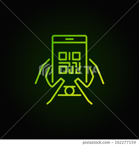 QR code in smartphone green vector icon or symbol 102277159