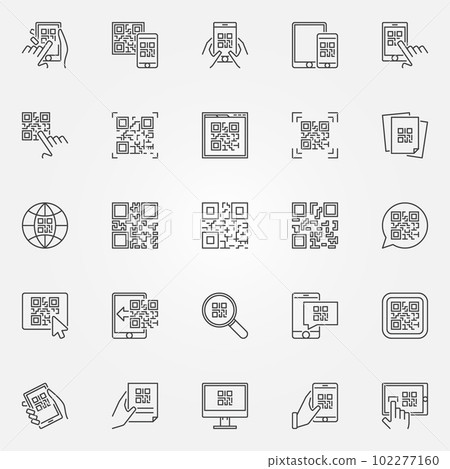 QR Code icons set. Vector collection of quick response code conc QR Code icons set. Vector collection of quick response code conc 102277160