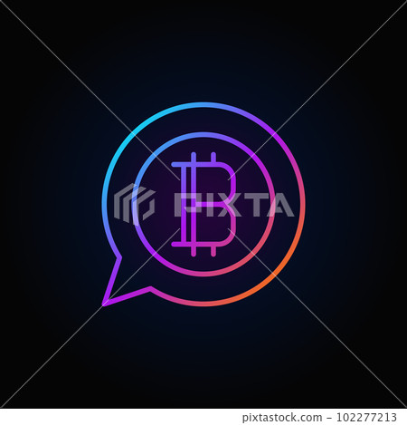 Colorful bitcoin in speech bubble icon - vector cryptocurrency l Colorful bitcoin in speech bubble icon - vector cryptocurrency l 102277213