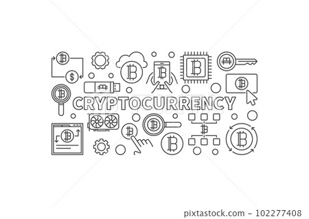 Cryptocurrency vector linear illustration 102277408