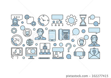 Customer support vector blue horizontal banner 102277415