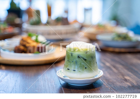 iced matcha latte delicious drink iced matcha latte delicious drink 102277719